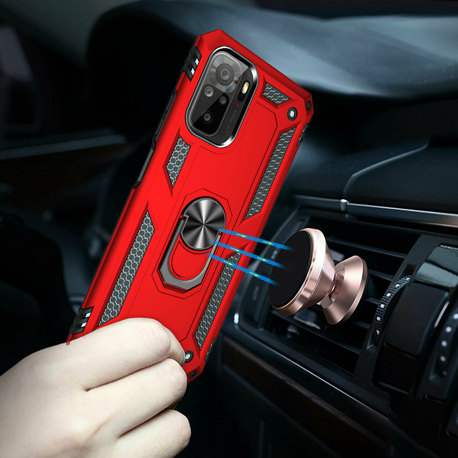 Protectores para celular  para Xiaomi  Redmi Note 10 / 10s Funda reforzada con anillo v2 Rojo